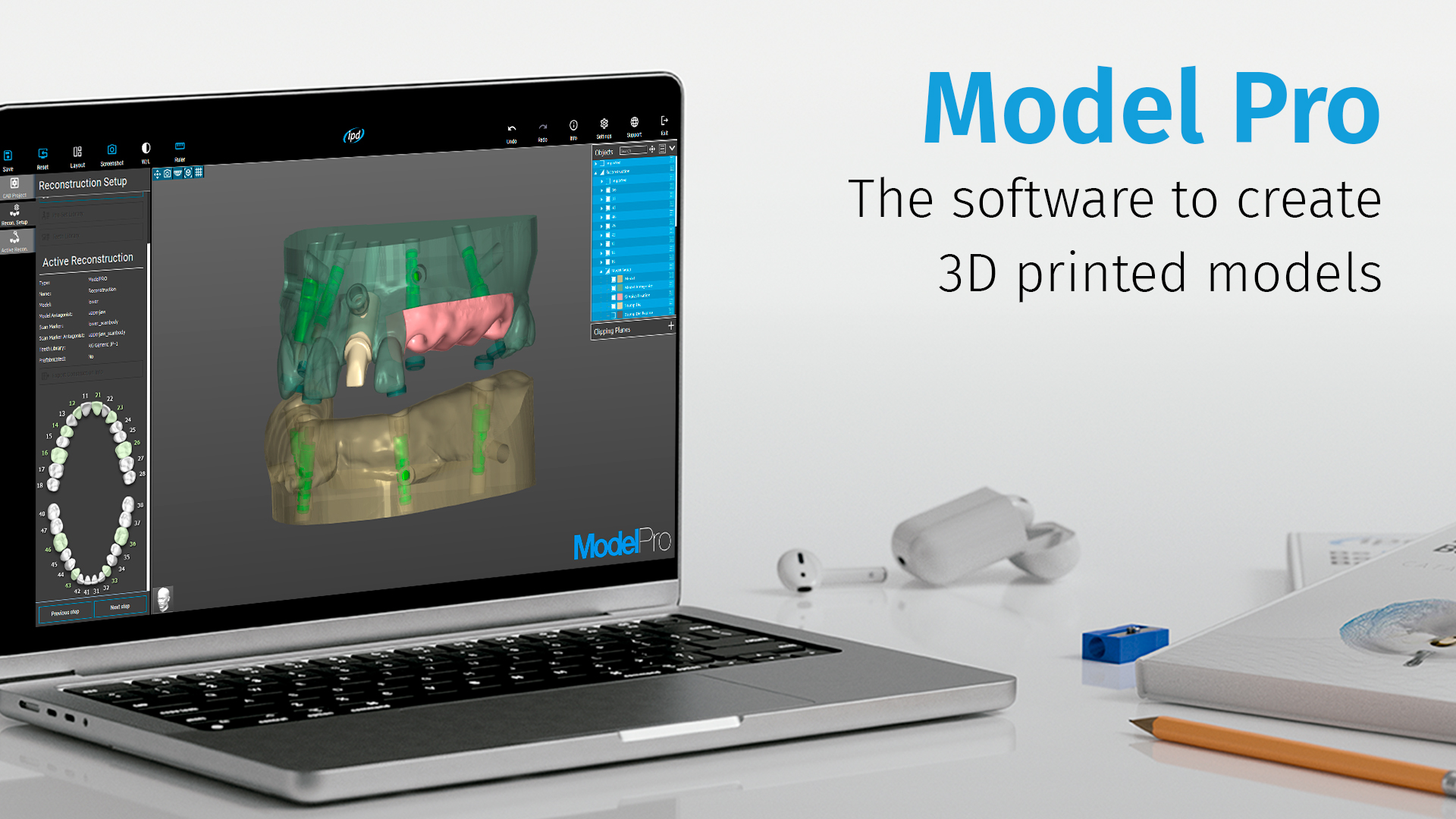 CAD software IPD pro návrh protetických prací